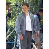 Movie Air 2023 Matt Damon Gray Cotton Bomber Jacket